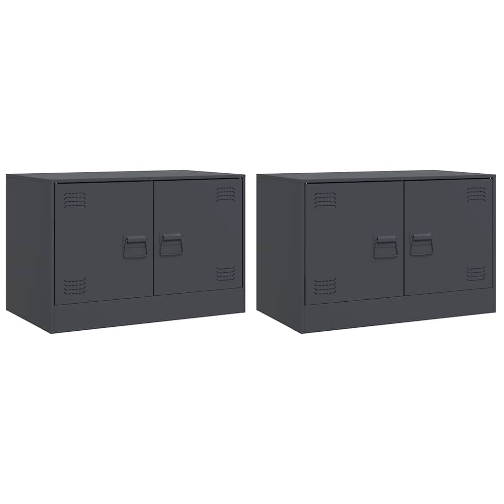 vidaXL TV Cabinets 2 pcs Anthracite 67x39x44 cm Steel