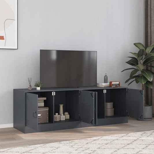 vidaXL 2 Piece TV Cabinet Set Anthracite 67x39x44 cm Steel