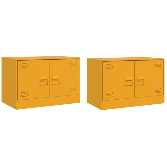 vidaXL 2 Piece TV Cabinet Set Mustard Yellow 67x39x44 cm Steel