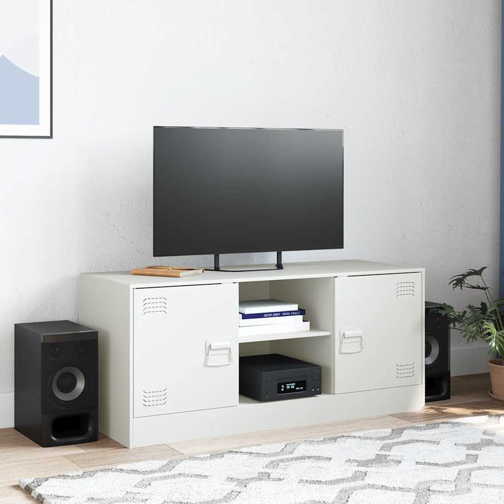 vidaXL TV Cabinet White 99x39x44 cm Steel