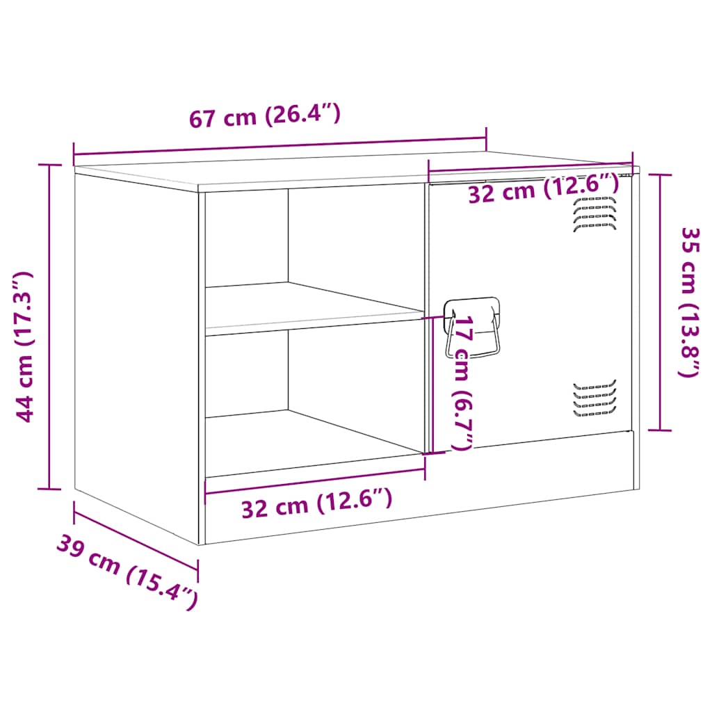 vidaXL TV Cabinet Black 67x39x44 cm Steel