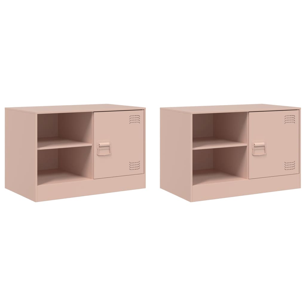vidaXL TV Cabinets 2 pcs Pink 67x39x44 cm Steel