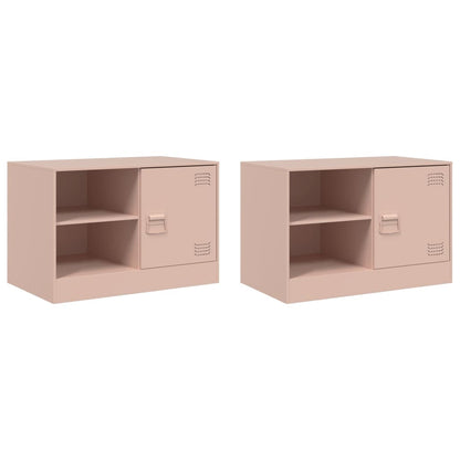 vidaXL TV Cabinets 2 pcs Pink 67x39x44 cm Steel