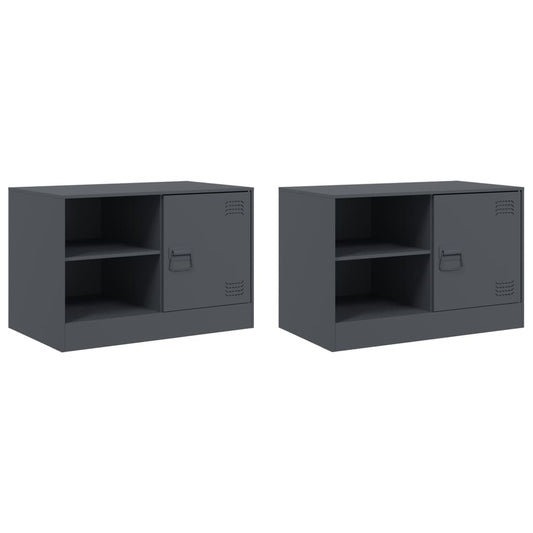 vidaXL 2 Piece TV Cabinet Set Anthracite 67x39x44 cm Steel