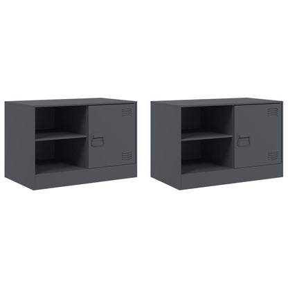 vidaXL 2 Piece TV Cabinet Set Anthracite 67x39x44 cm Steel