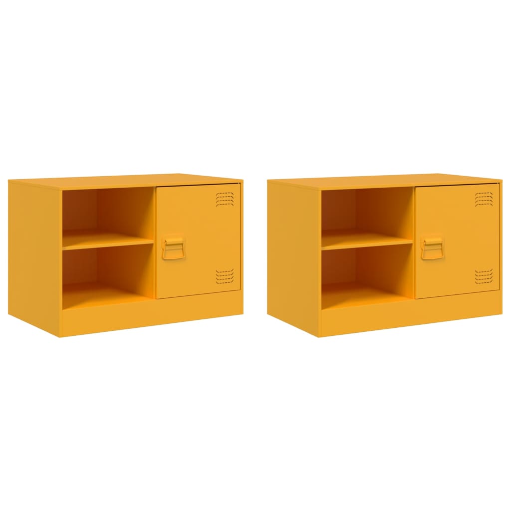 vidaXL TV Cabinets 2 pcs Mustard Yellow 67x39x44 cm Steel