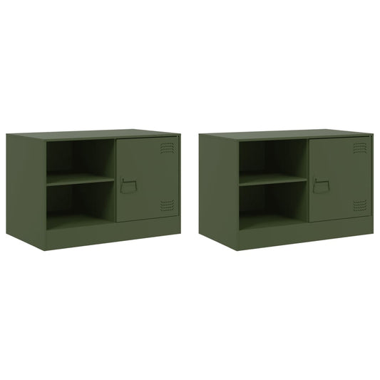 vidaXL 2 Piece TV Cabinet Set Olive Green 67x39x44 cm Steel
