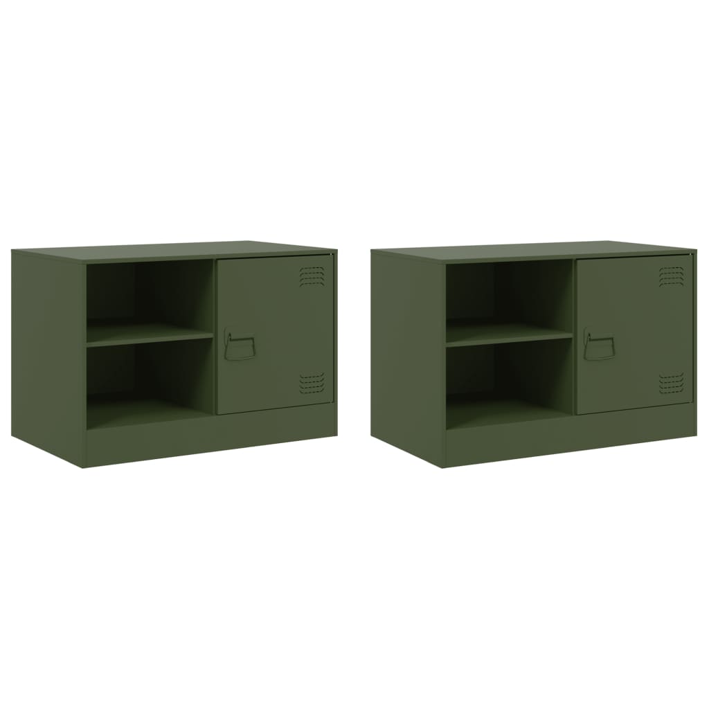 vidaXL 2 Piece TV Cabinet Set Olive Green 67x39x44 cm Steel