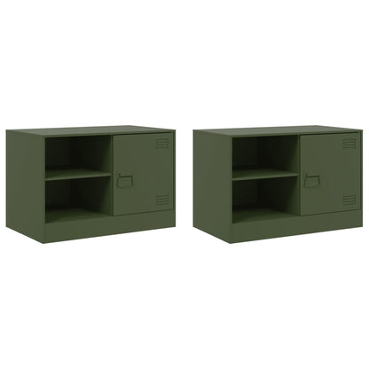 vidaXL 2 Piece TV Cabinet Set Olive Green 67x39x44 cm Steel