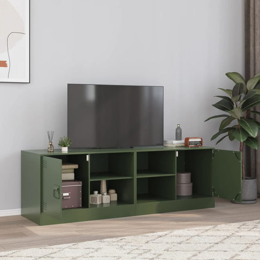 vidaXL 2 Piece TV Cabinet Set Olive Green 67x39x44 cm Steel