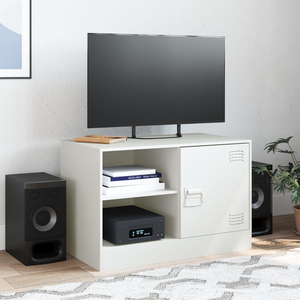 vidaXL TV Cabinet White 67x39x44 cm Steel