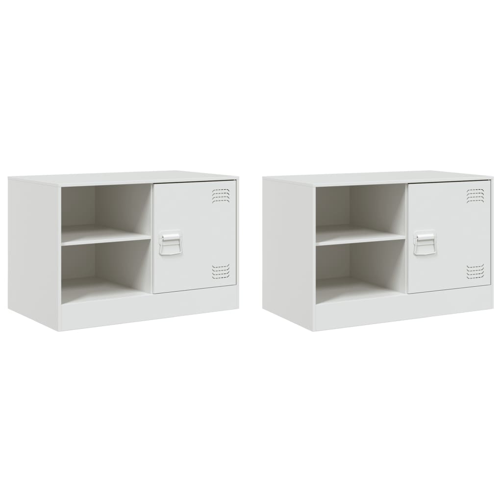 vidaXL TV Cabinets 2 pcs White 67x39x44 cm Steel