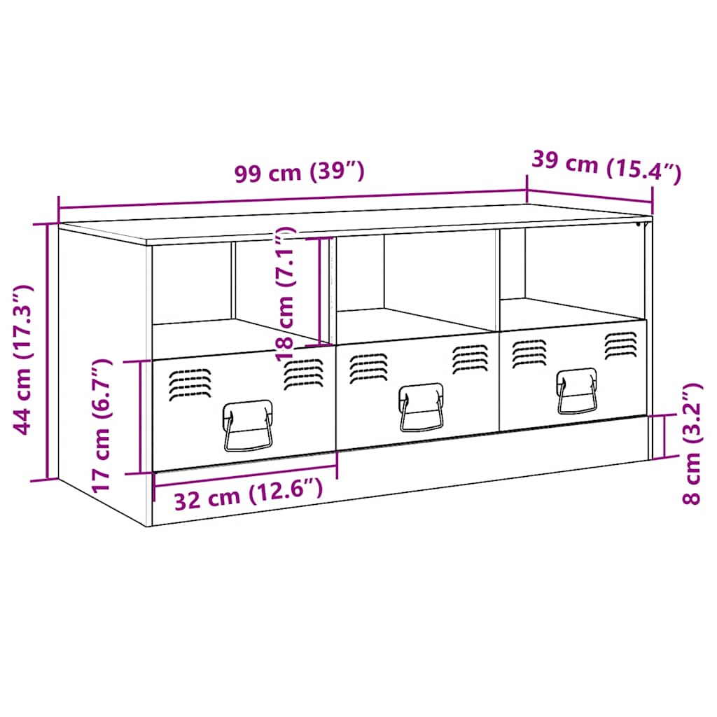 vidaXL TV Cabinet Black 99x39x44 cm Steel