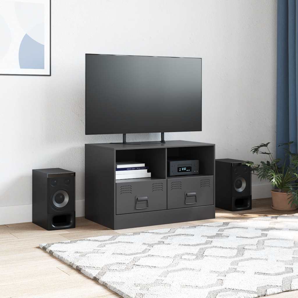 vidaXL TV Cabinet Black 67x39x44 cm Steel