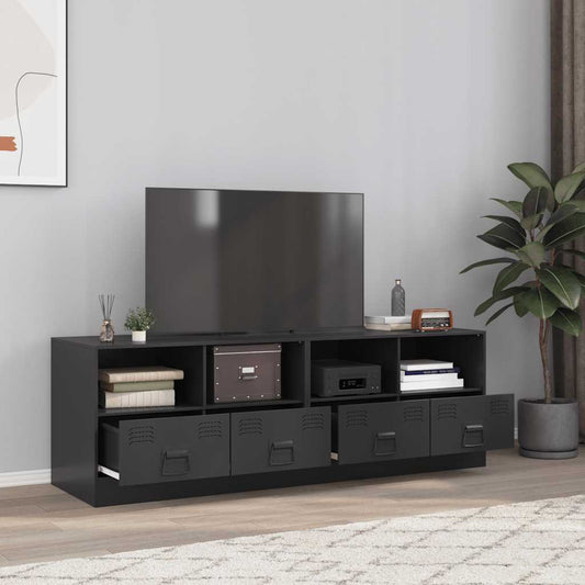 vidaXL 2 Piece TV Cabinet Set Black 67x39x44 cm Steel