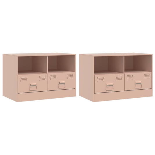 vidaXL 2 Piece TV Cabinet Set Pink 67x39x44 cm Steel