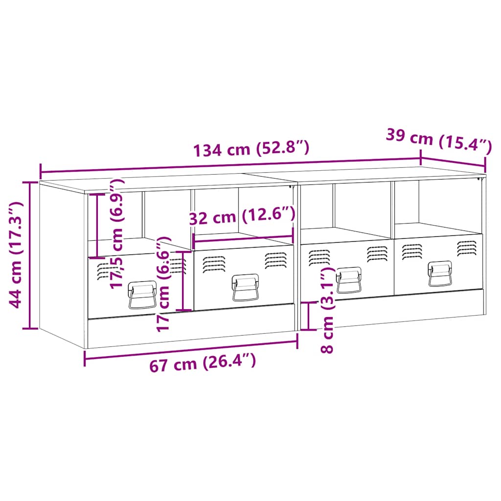 vidaXL 2 Piece TV Cabinet Set Anthracite 67x39x44 cm Steel