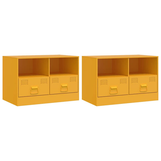 vidaXL 2 Piece TV Cabinet Set Mustard Yellow 67x39x44 cm Steel