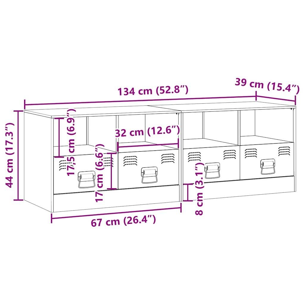 vidaXL 2 Piece TV Cabinet Set Mustard Yellow 67x39x44 cm Steel