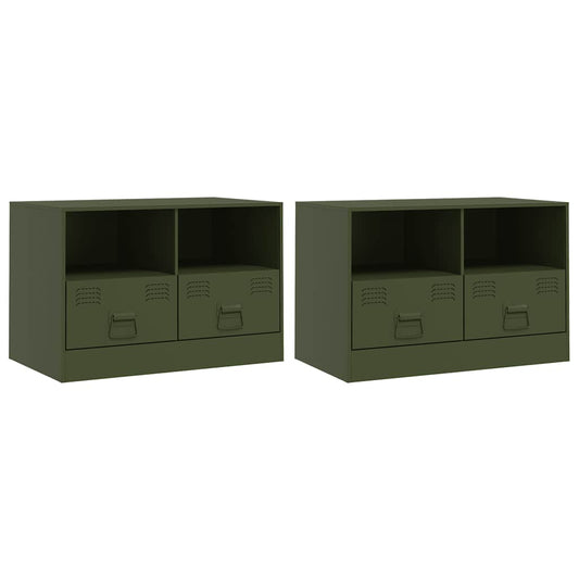 vidaXL 2 Piece TV Cabinet Set Olive Green 67x39x44 cm Steel
