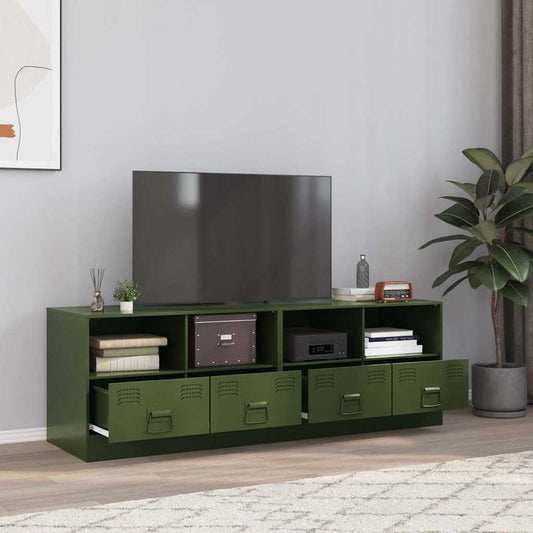 vidaXL 2 Piece TV Cabinet Set Olive Green 67x39x44 cm Steel
