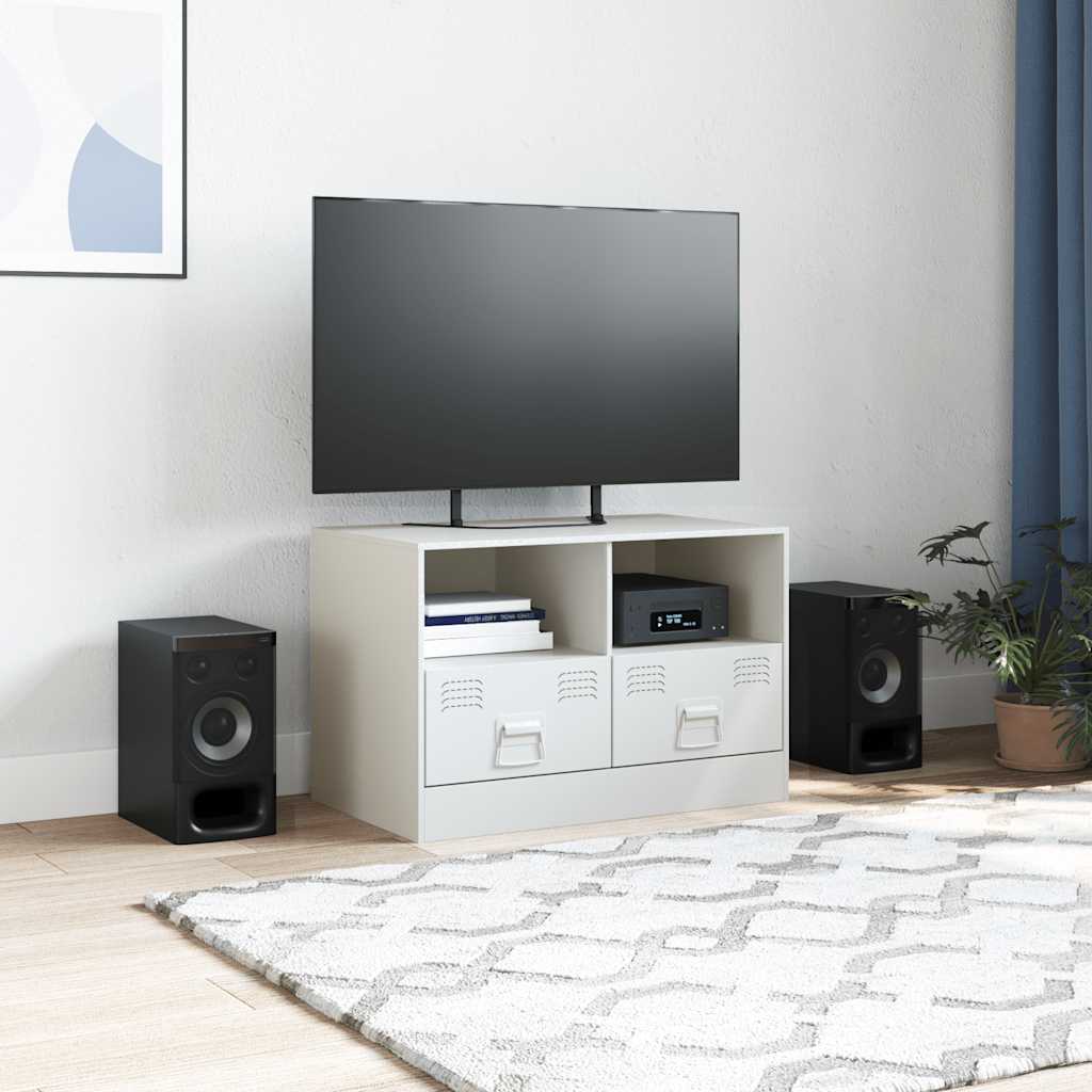 vidaXL TV Cabinet White 67x39x44 cm Steel
