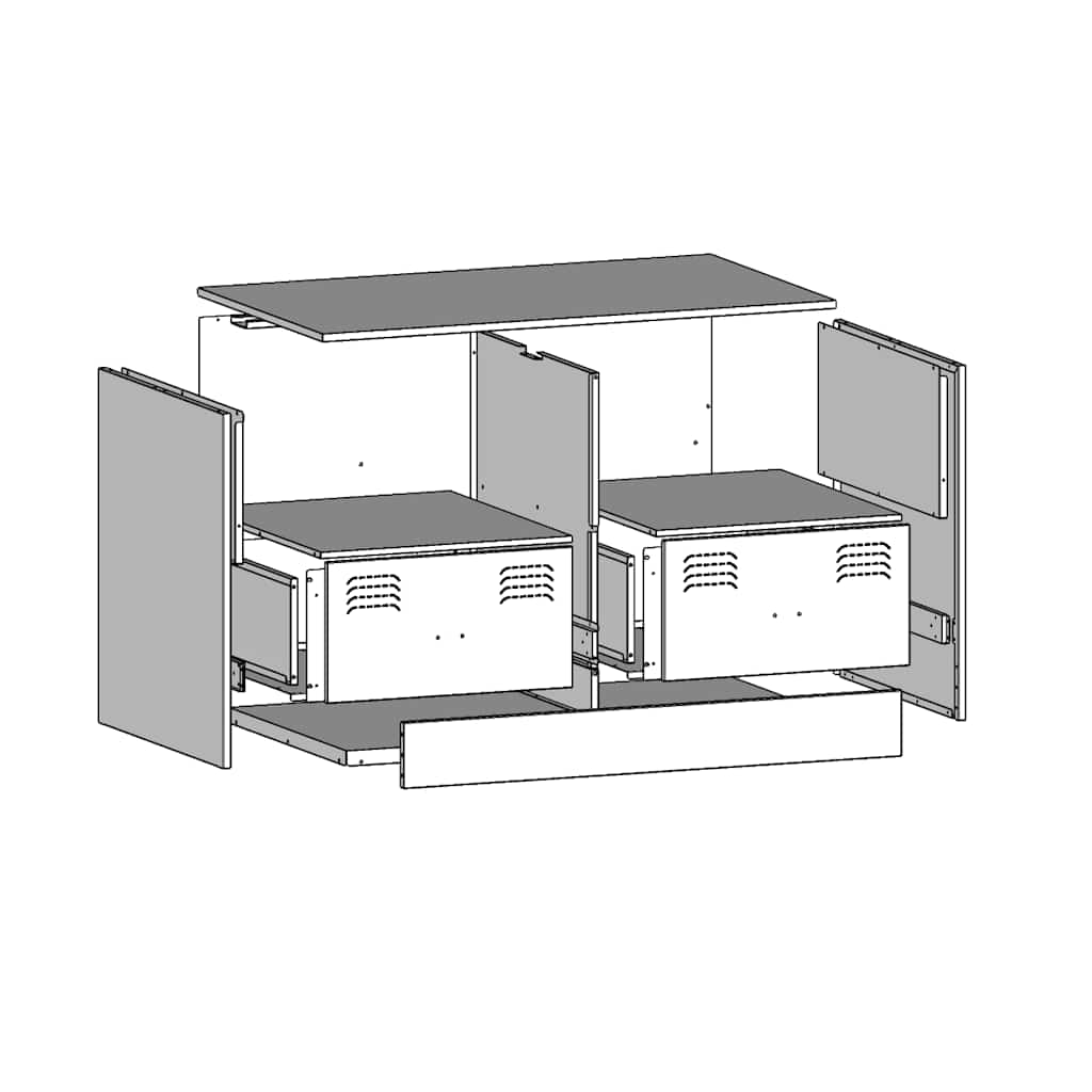vidaXL 2 Piece TV Cabinet Set White 67x39x44 cm Steel