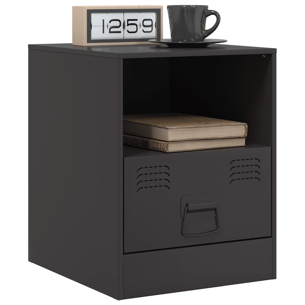vidaXL Bedside Cabinet Black 34.5x39x44 cm Steel