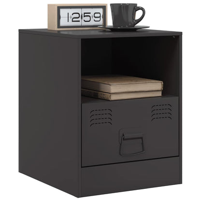 vidaXL Bedside Cabinet Black 34.5x39x44 cm Steel