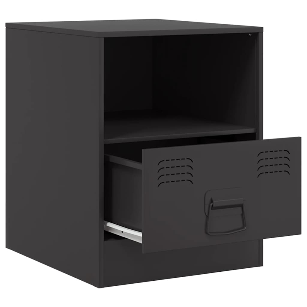 vidaXL Bedside Cabinet Black 34.5x39x44 cm Steel