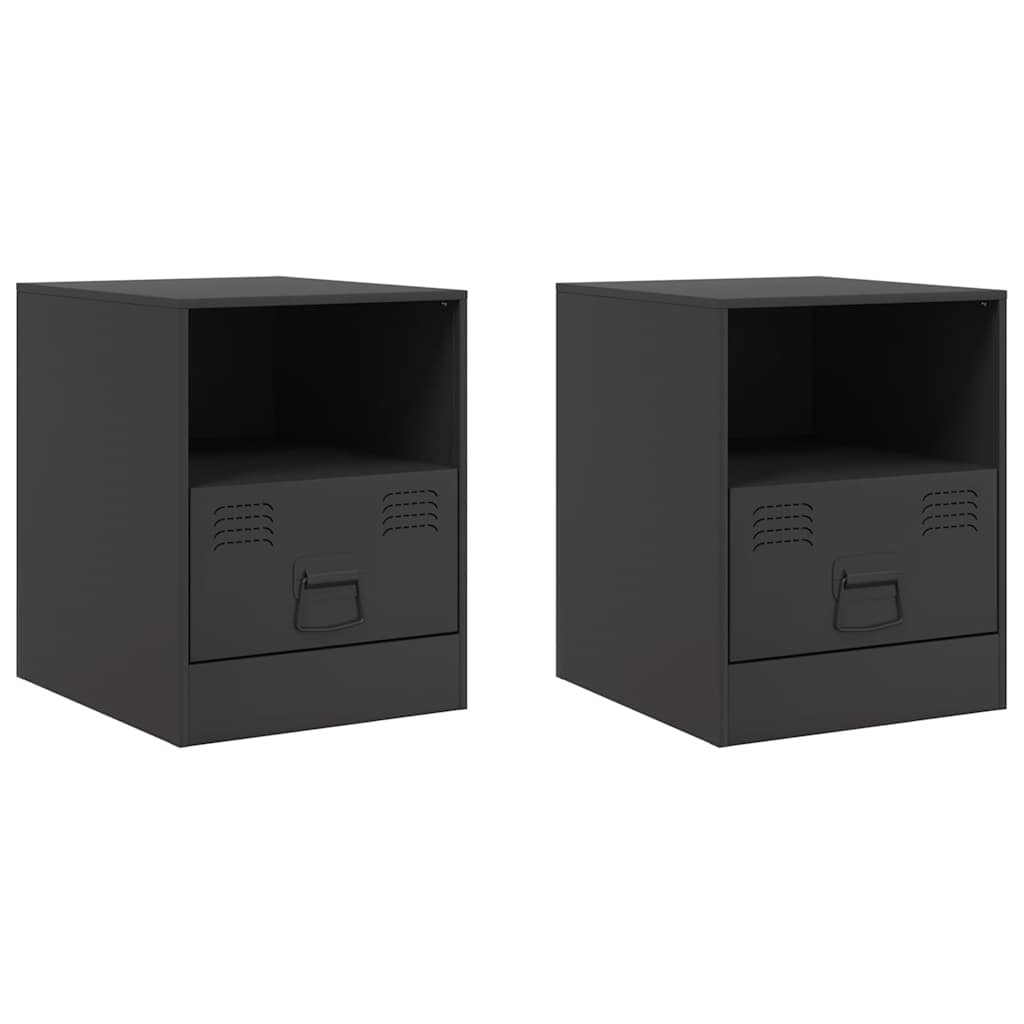 vidaXL Bedside Cabinet | Set of 2 | Black | Cold-rolled steel | Medium
