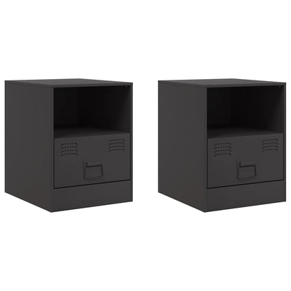 vidaXL Bedside Cabinet | Set of 2 | Black | Cold-rolled steel | Medium