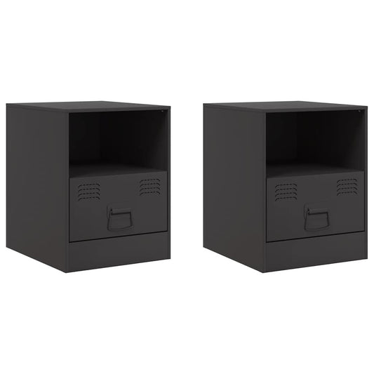 vidaXL Bedside Cabinet | Set of 2 | Black | Cold-rolled steel | Medium