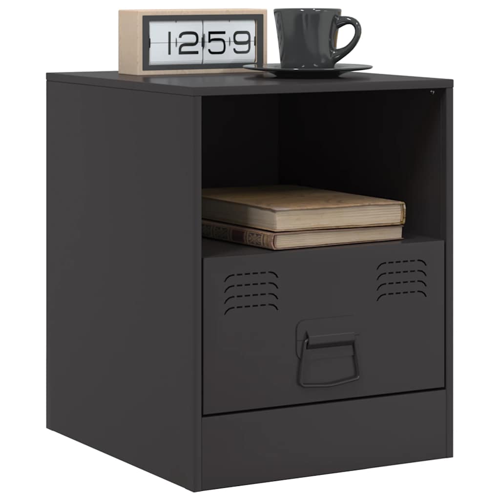 vidaXL Bedside Cabinet | Set of 2 | Black | Cold-rolled steel | Medium