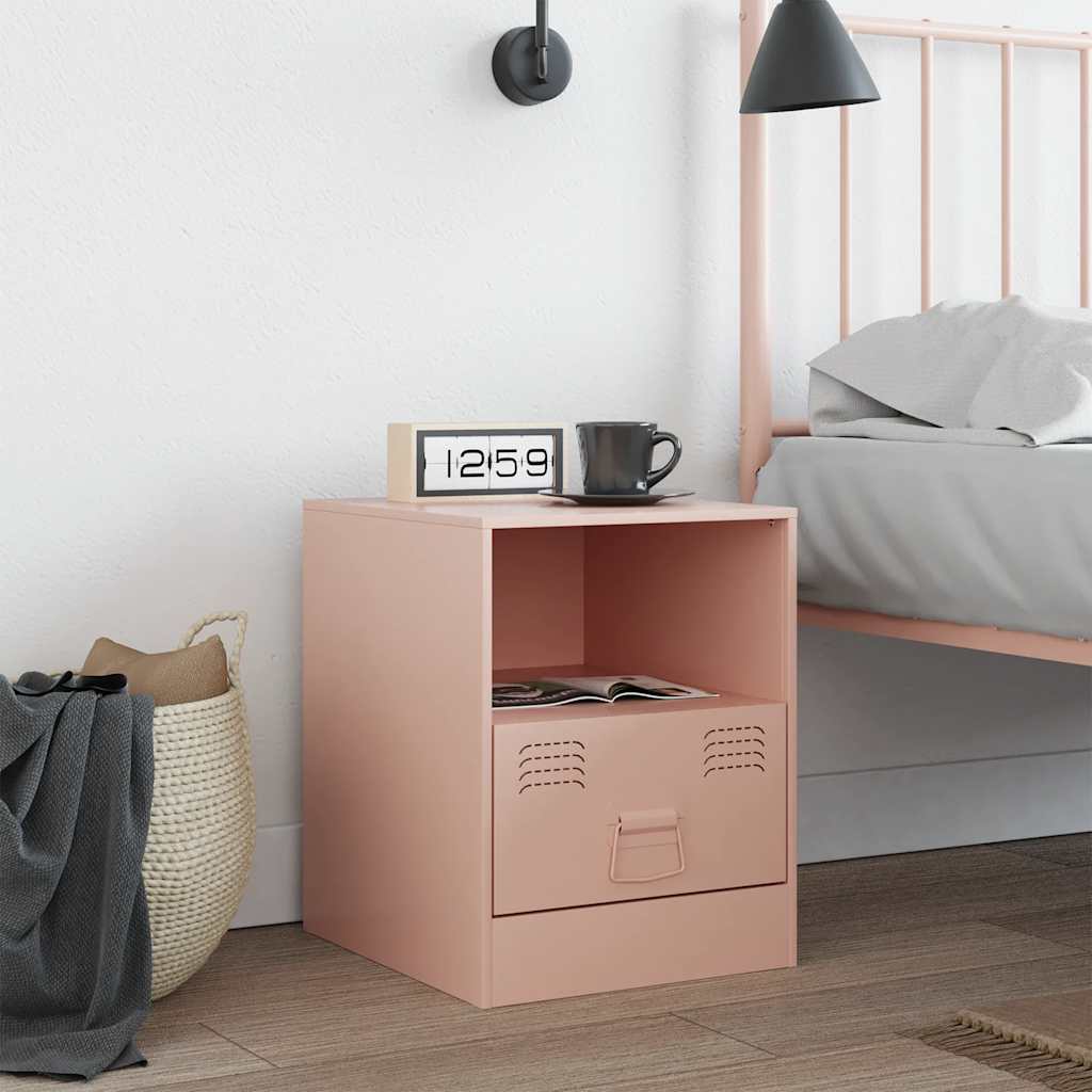 vidaXL Bedside Cabinet Pink 34,5x39x44 cm Steel