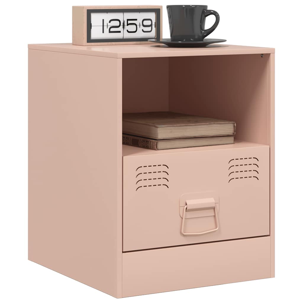 vidaXL Bedside Cabinet Pink 34,5x39x44 cm Steel