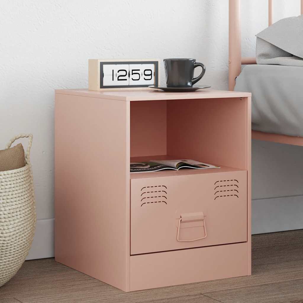 vidaXL Bedside Cabinet Pink 34,5x39x44 cm Steel