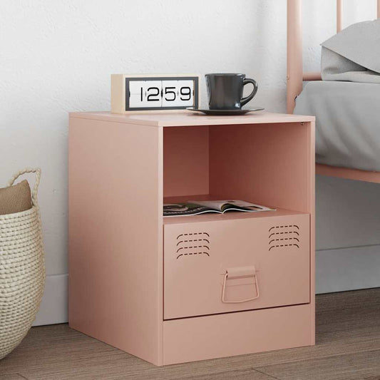 vidaXL Bedside Cabinet Pink 34,5x39x44 cm Steel