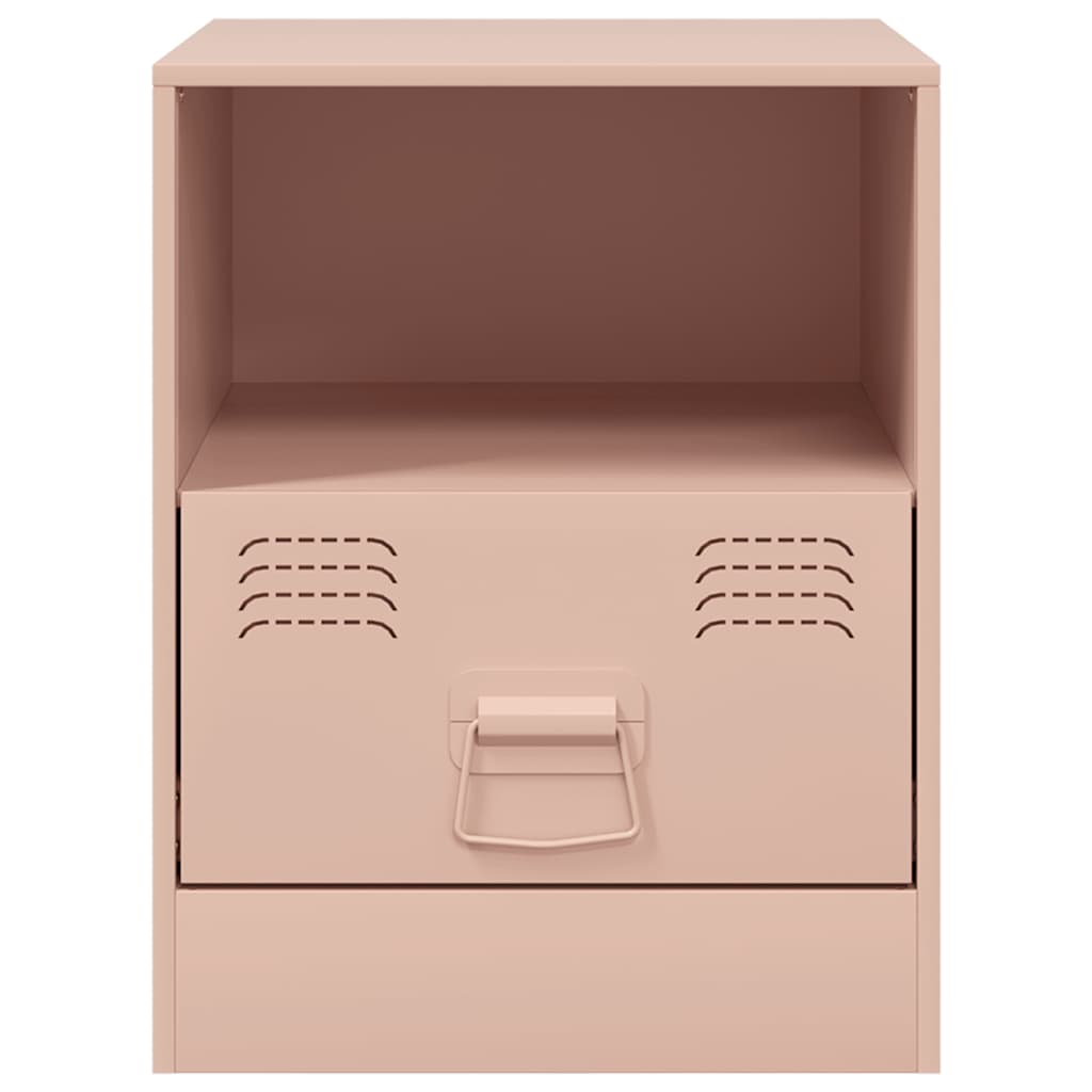 vidaXL Bedside Cabinet | Set of 2 | Pink | Cold-rolled steel | 34.5 x 39 x 44 cm