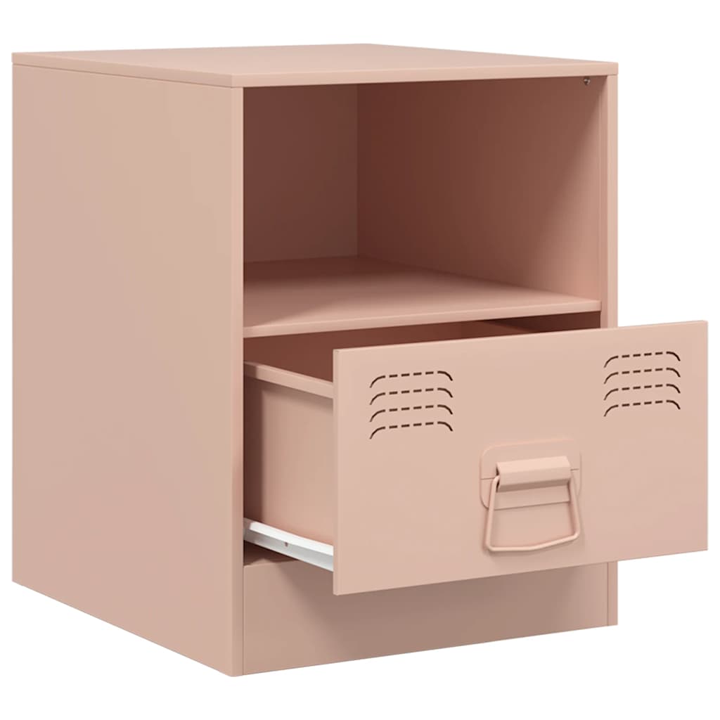 vidaXL Bedside Cabinet | Set of 2 | Pink | Cold-rolled steel | 34.5 x 39 x 44 cm
