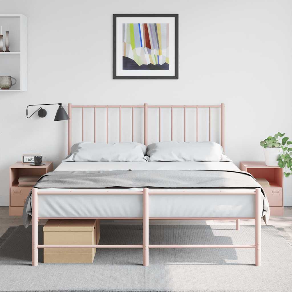 vidaXL Bedside Cabinet | Set of 2 | Pink | Cold-rolled steel | 34.5 x 39 x 44 cm