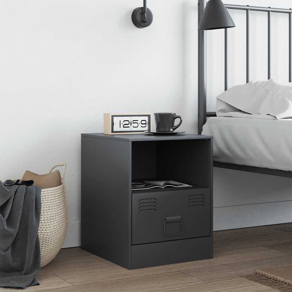 vidaXL Bedside Cabinet Anthracite 34,5x39x44 cm Steel