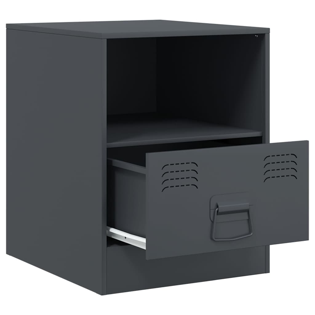 vidaXL Bedside Cabinet Anthracite 34,5x39x44 cm Steel