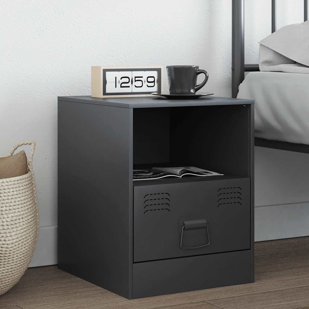 vidaXL Bedside Cabinet Anthracite 34,5x39x44 cm Steel
