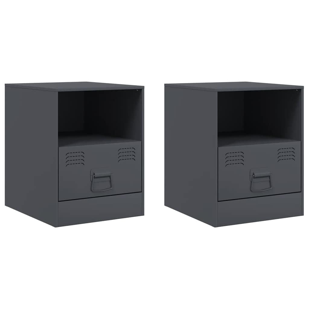 vidaXL Bedside Cabinet | Set of 2 | Anthracite | Cold-rolled steel