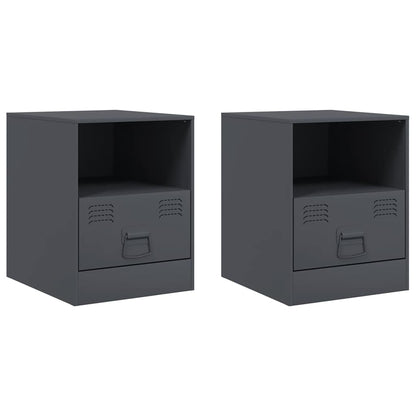 vidaXL Bedside Cabinet | Set of 2 | Anthracite | Cold-rolled steel