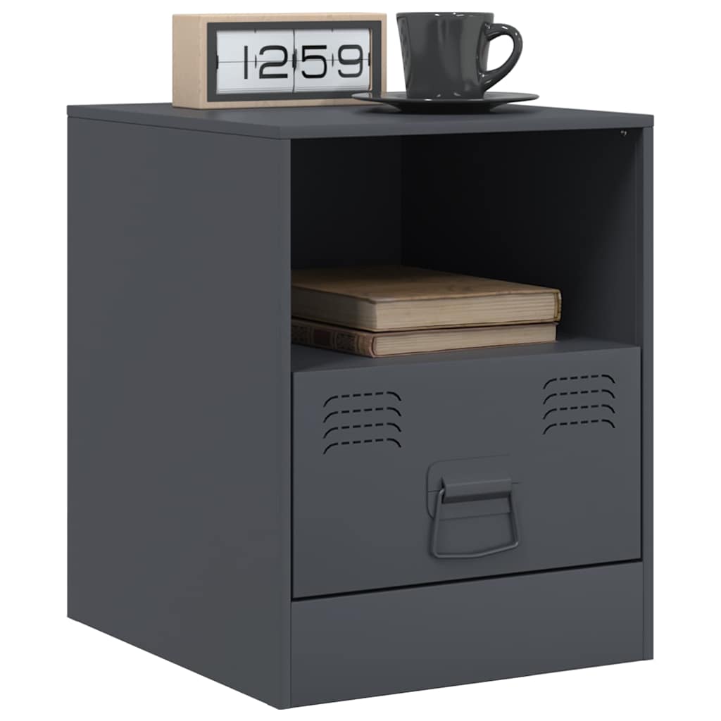 vidaXL Bedside Cabinet | Set of 2 | Anthracite | Cold-rolled steel