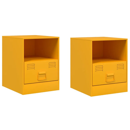 vidaXL Bedside Cabinets 2 pcs Mustard Yellow 34.5x39x44 cm Steel