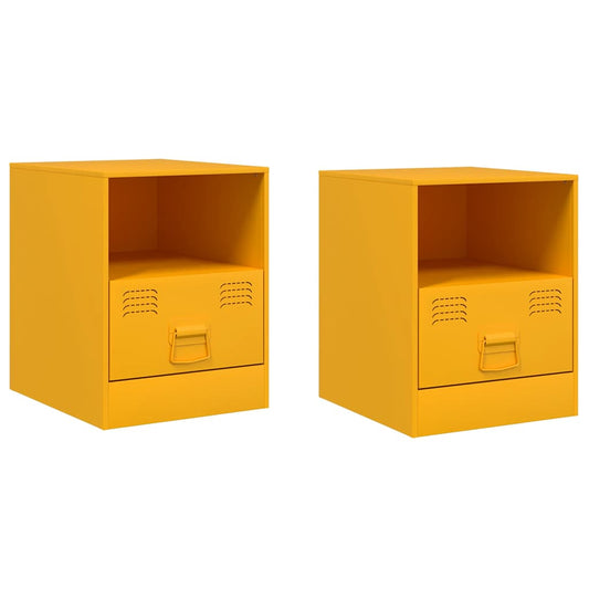 vidaXL Bedside Cabinets 2 pcs Mustard Yellow 34,5x39x44 cm Steel