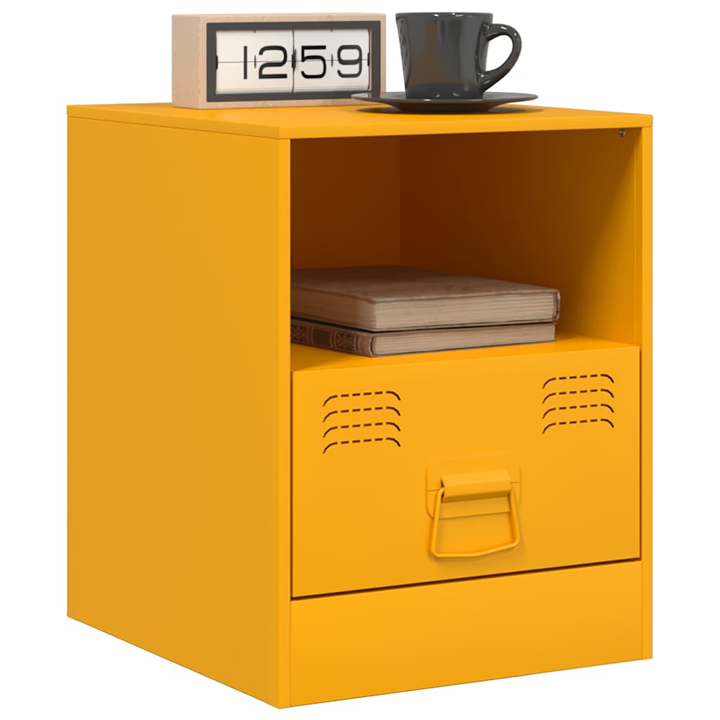 vidaXL Bedside Cabinets 2 pcs Mustard Yellow 34.5x39x44 cm Steel